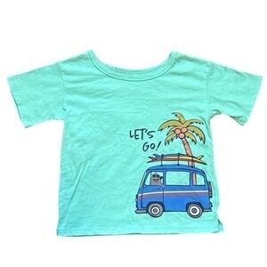 Dip‎ T-shirt 5T Mint Green Short Sleeve Graphic Print Text